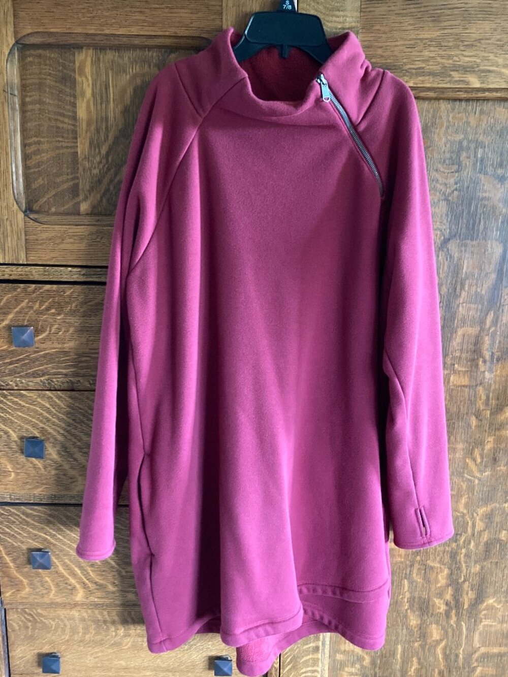 Athleta Cozy Karma Burgundy Sweatshirt Dress, XL, Excellent Condition